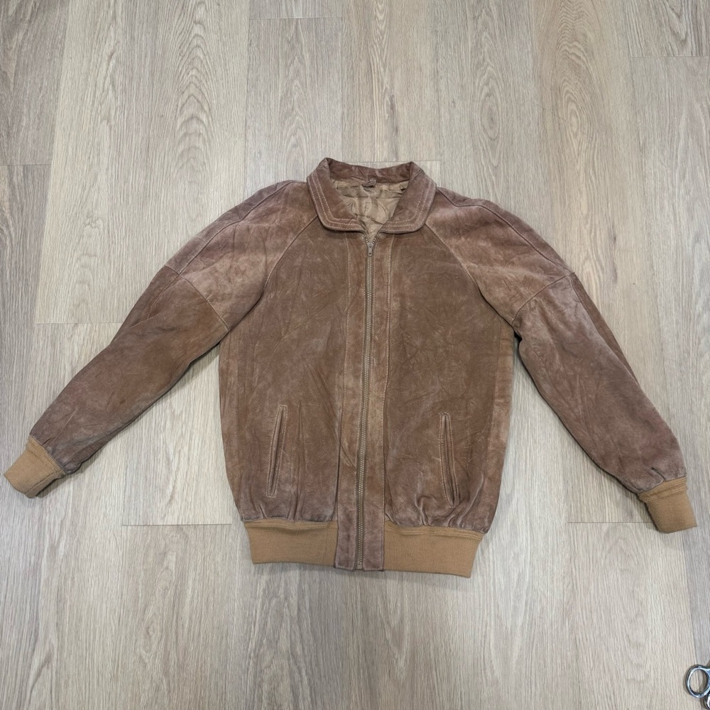 Men's Brown Suede Bomber Jacket